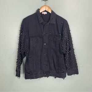 Sunset & Spring Embellished Denim Jean Jacket Black Small